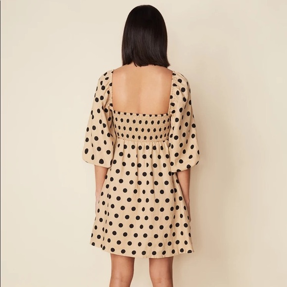 Faithfull The Brand Dallia Mini Dress Emelda Polka Dot Cold Shoulder Babydoll - Picture 8 of 16